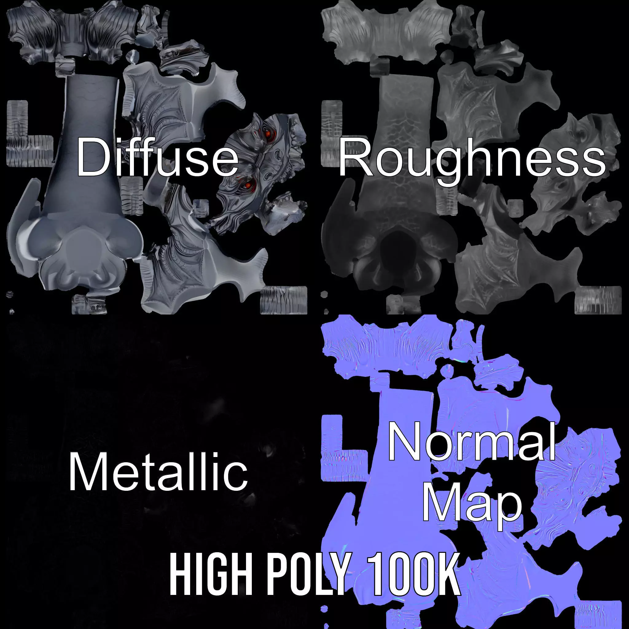 Shadow Dragon Head model pack Low-poly 3D model_3