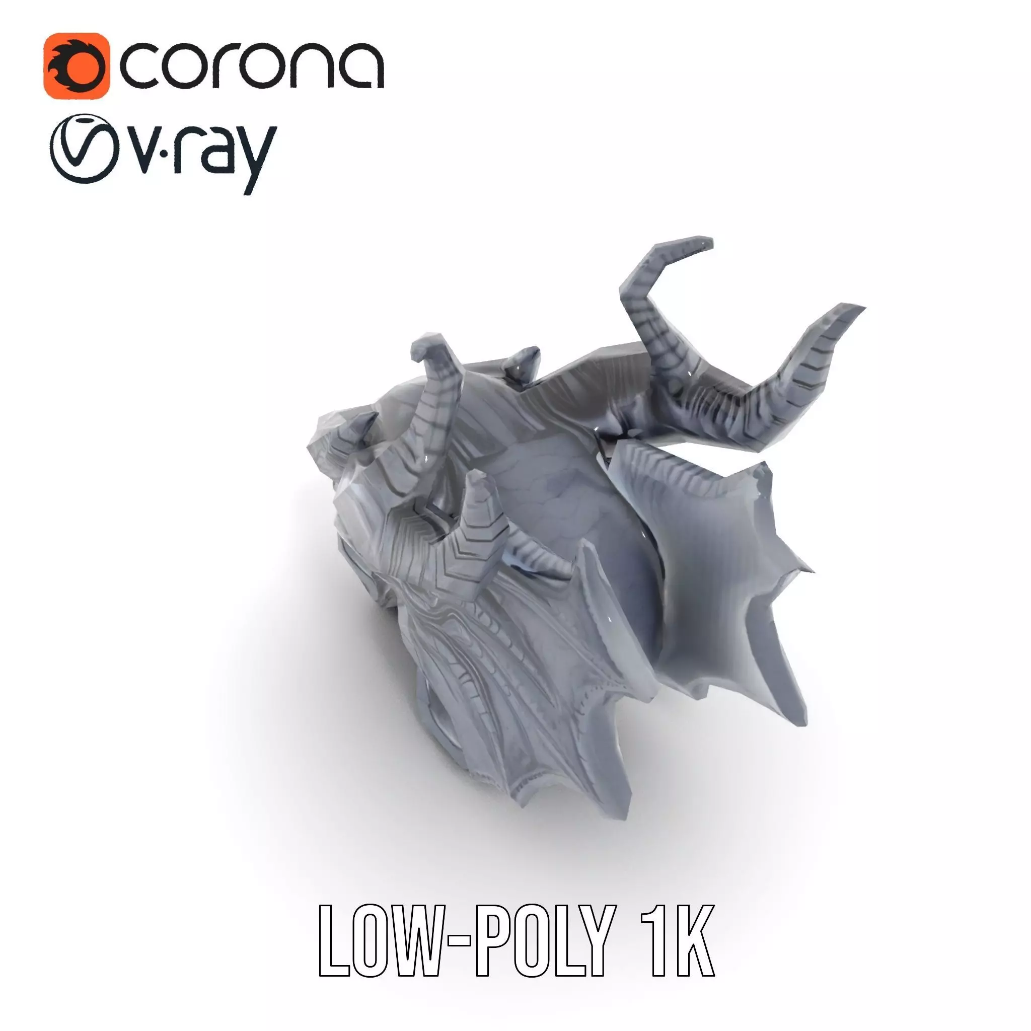 Shadow Dragon Head model pack Low-poly 3D model_14