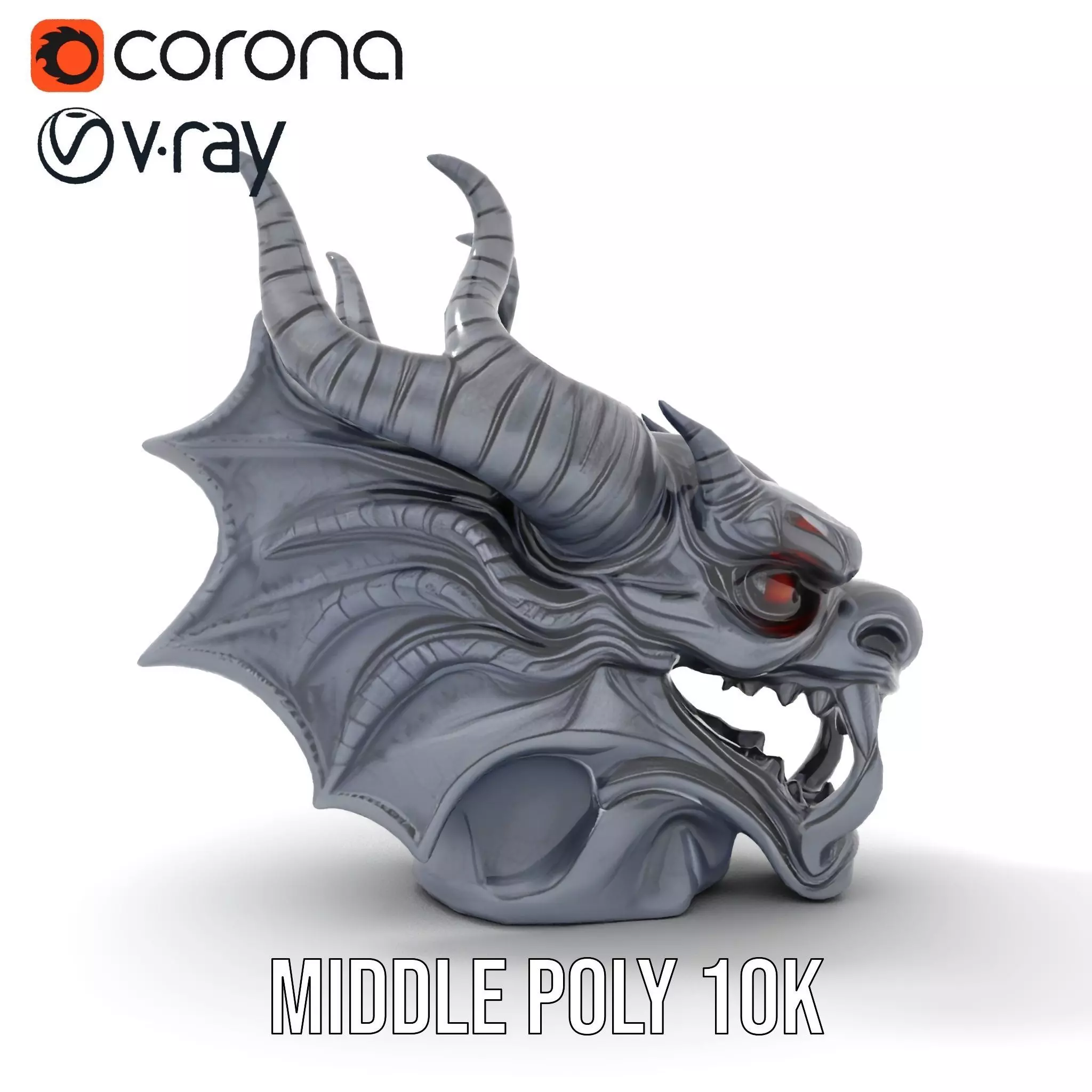 Shadow Dragon Head model pack Low-poly 3D model_16