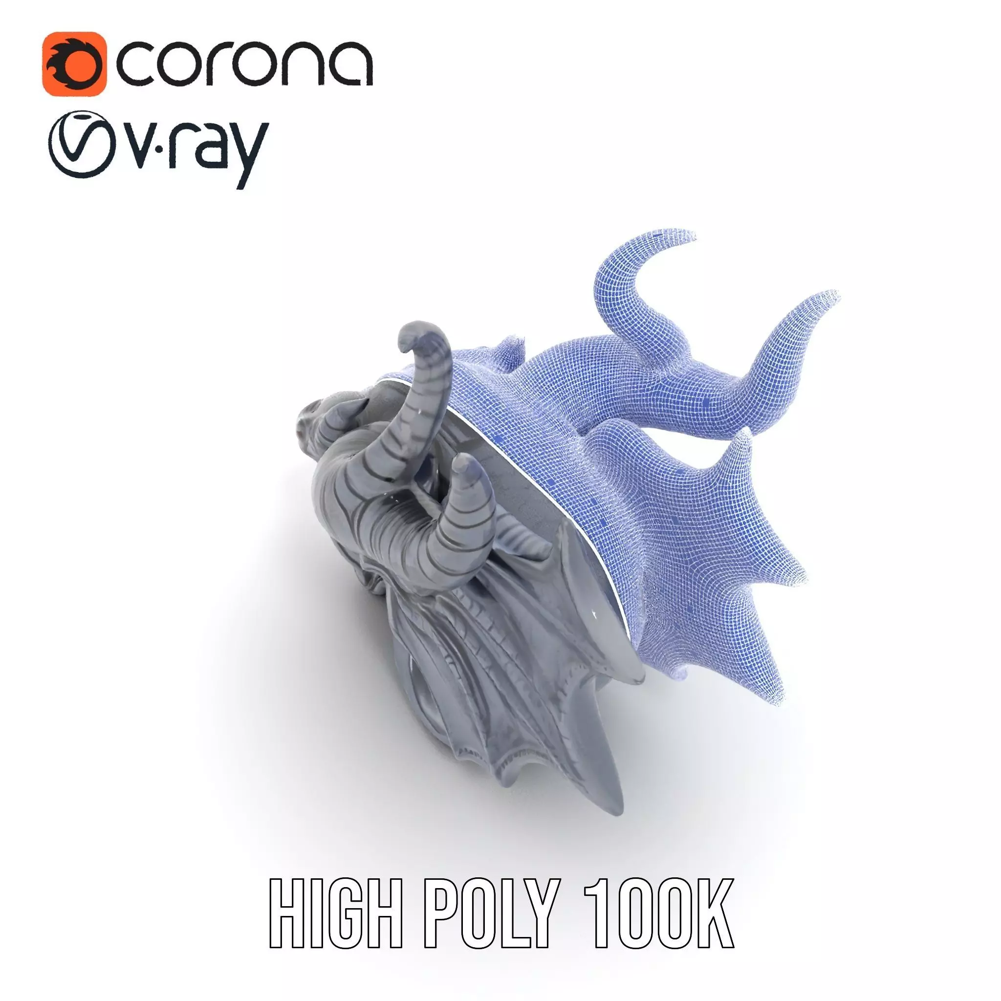 Shadow Dragon Head model pack Low-poly 3D model_32