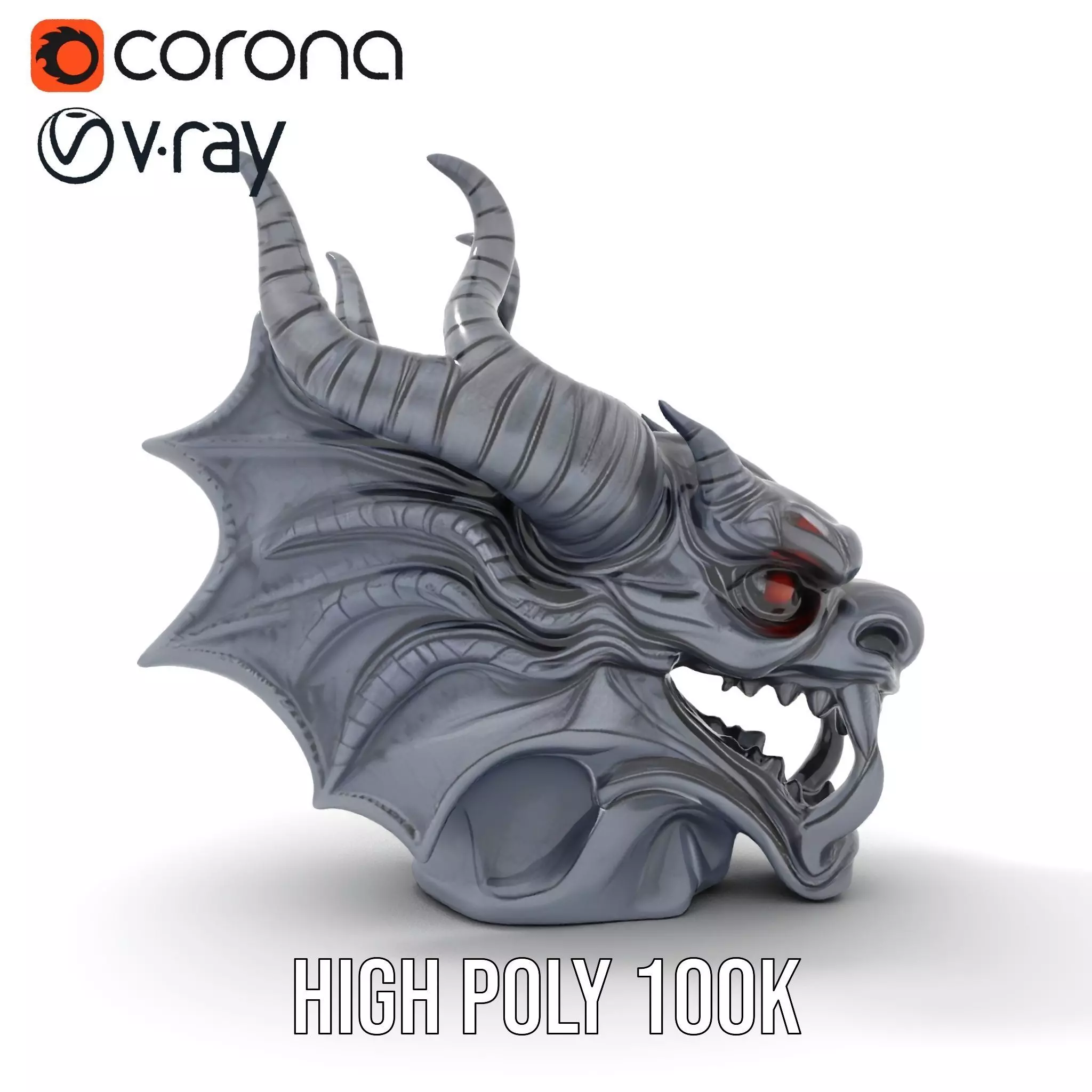 Shadow Dragon Head model pack Low-poly 3D model_18