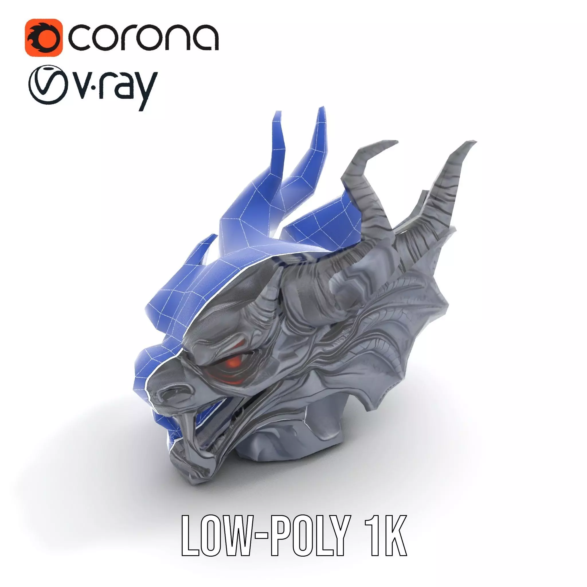 Shadow Dragon Head model pack Low-poly 3D model_20