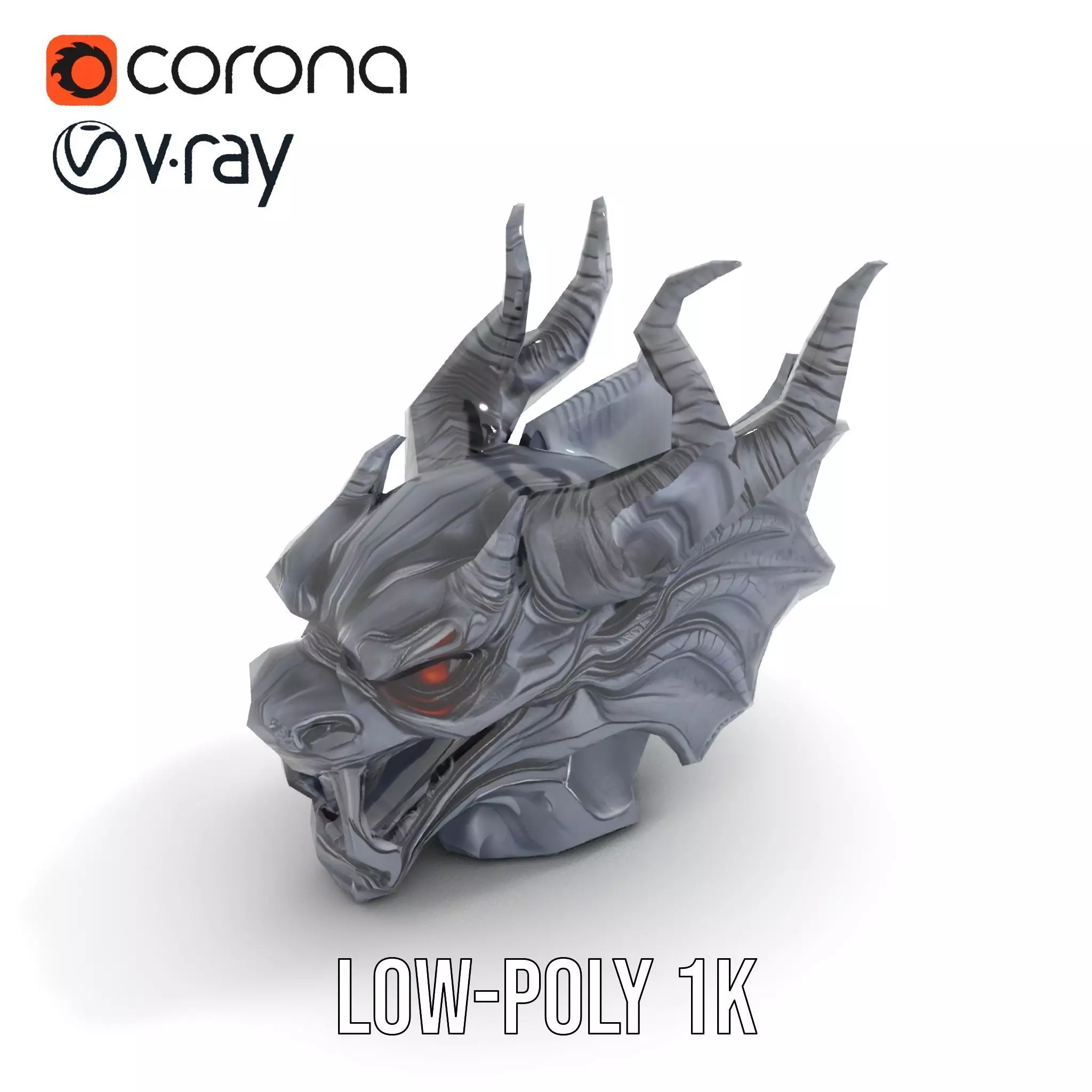 Shadow Dragon Head model pack Low-poly 3D model_23