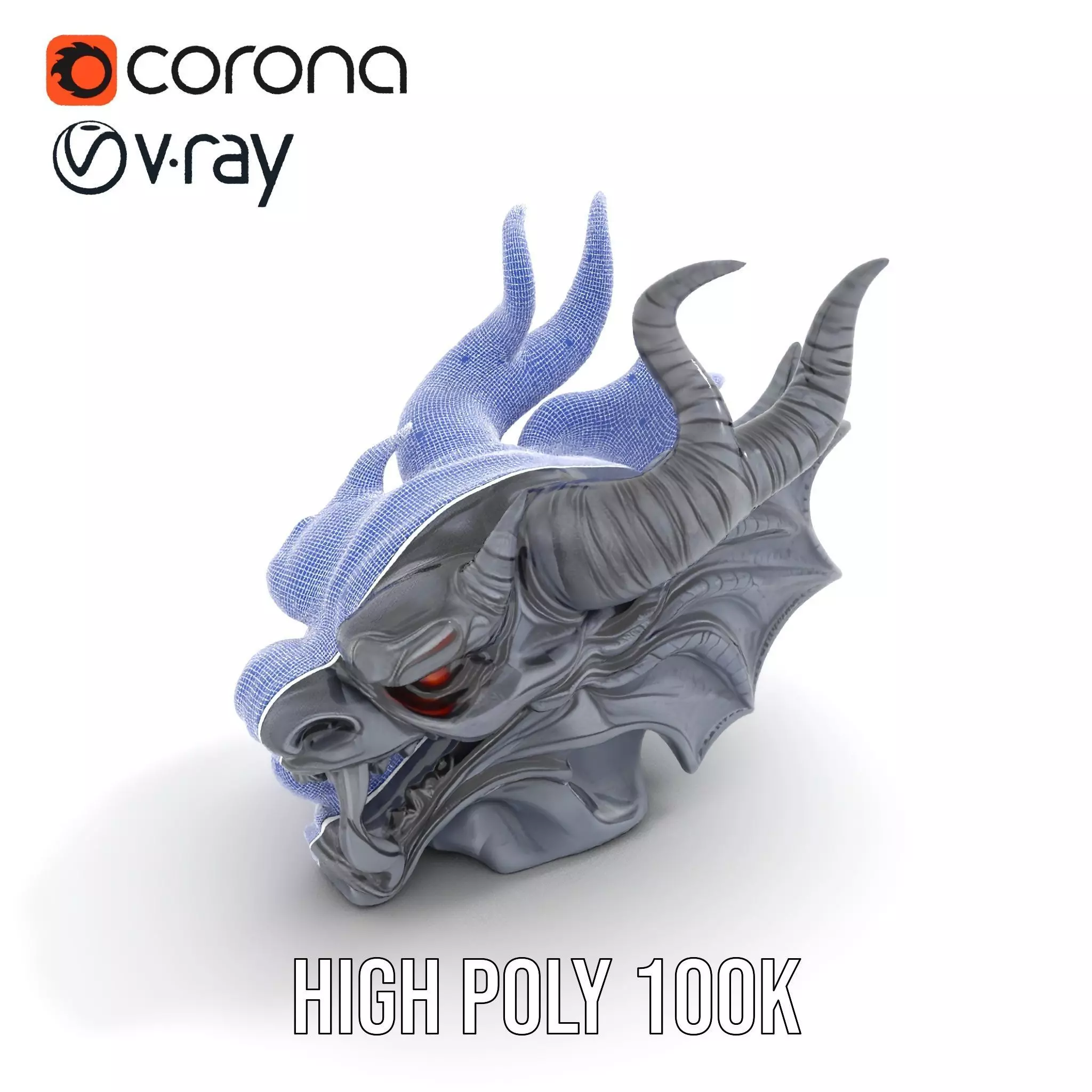 Shadow Dragon Head model pack Low-poly 3D model_26