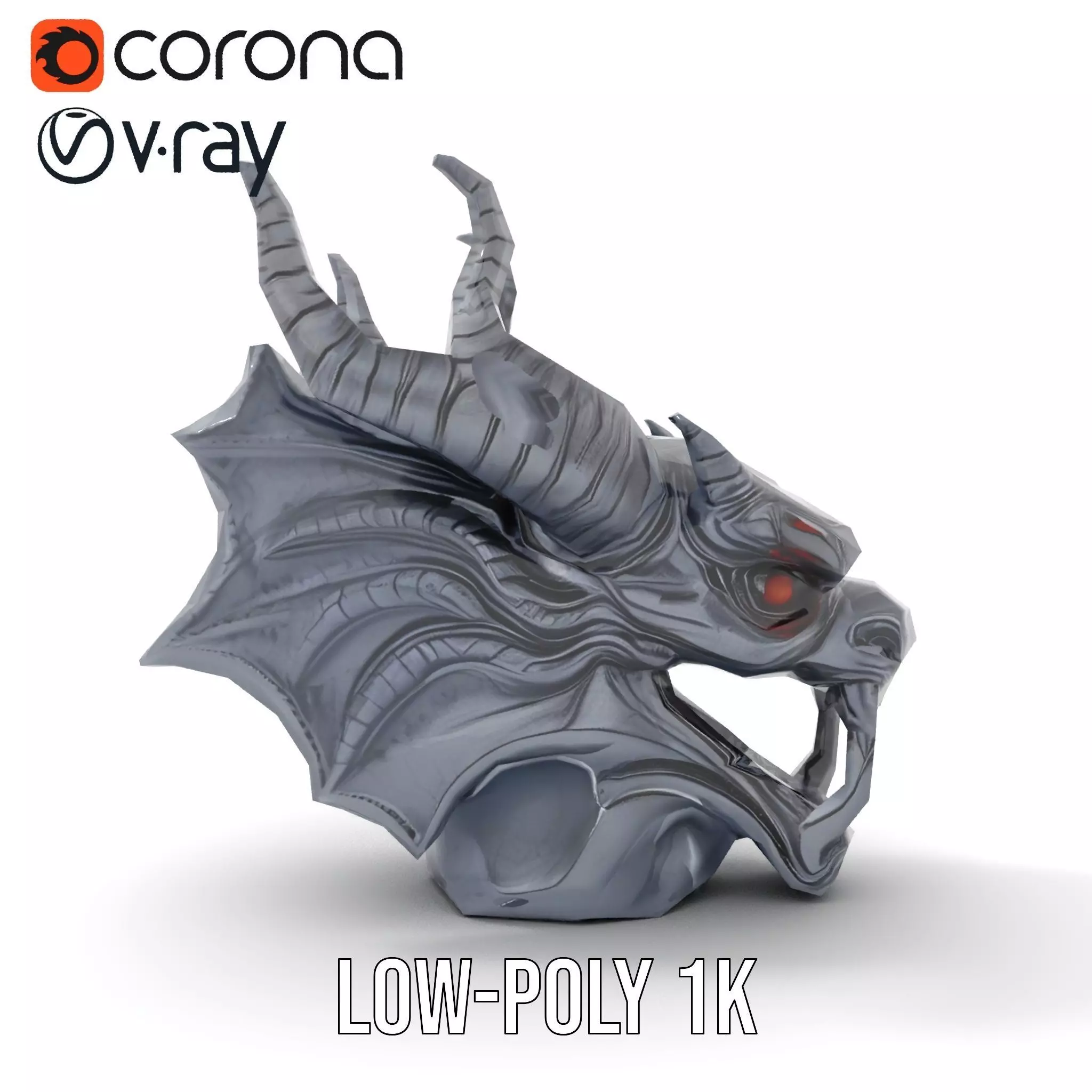 Shadow Dragon Head model pack Low-poly 3D model_12