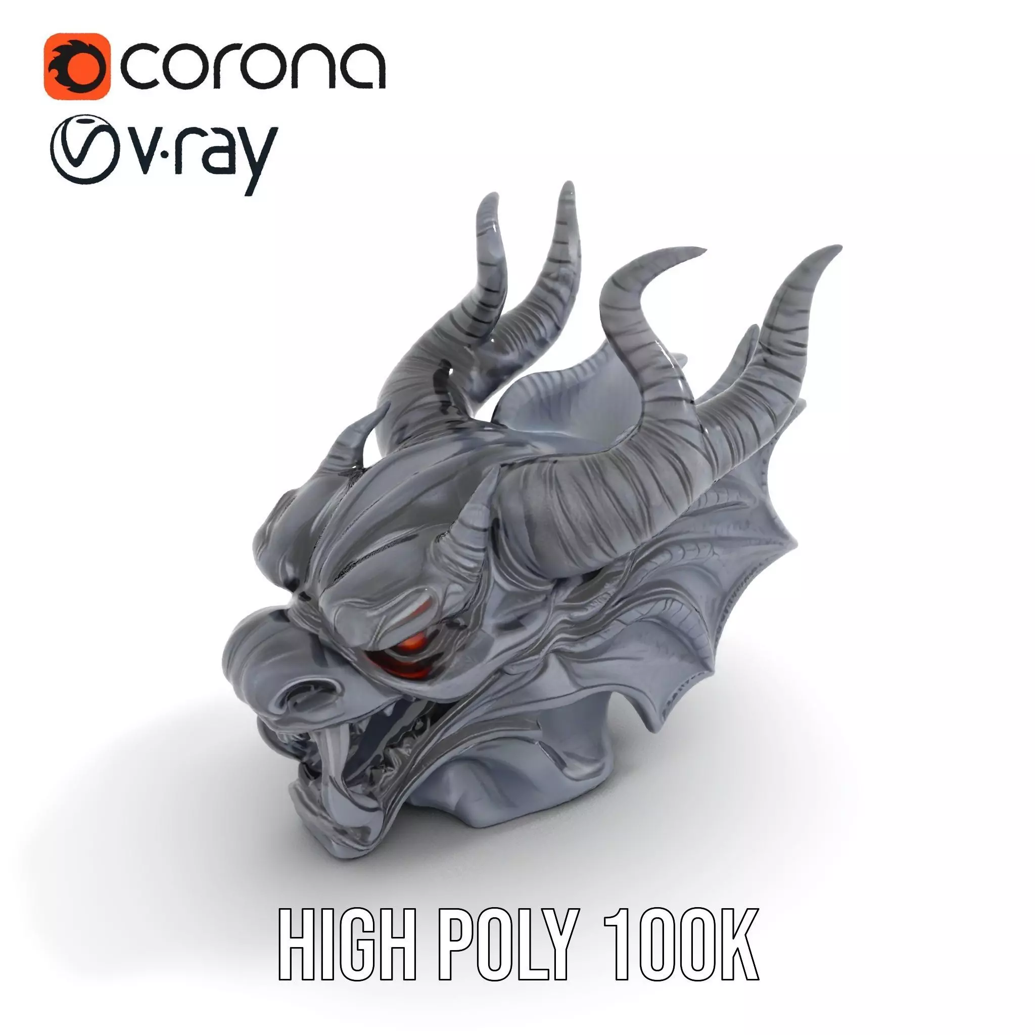 Shadow Dragon Head model pack Low-poly 3D model_21