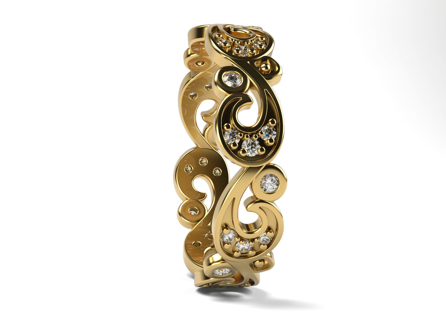 Gorgeous Streamline Pattern Ring 3D print model_1