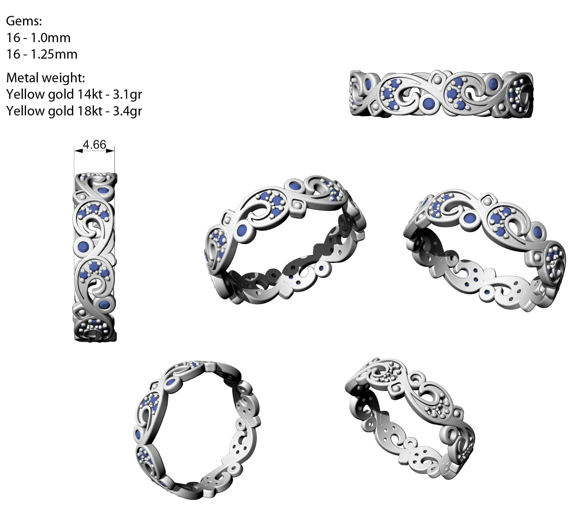 Gorgeous Streamline Pattern Ring 3D print model_3