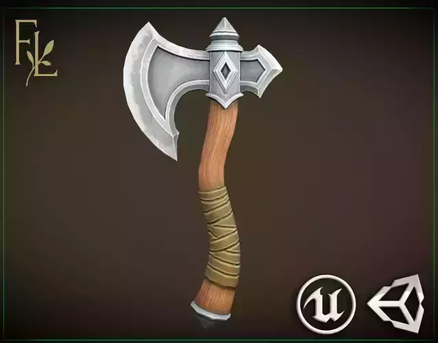Silver Axe - Game Ready Weapon