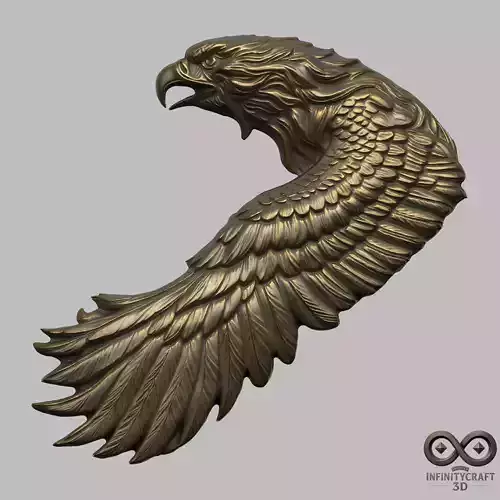 Eagle Head Wall Relief No2  3D STL Model for CNC or 3D Print