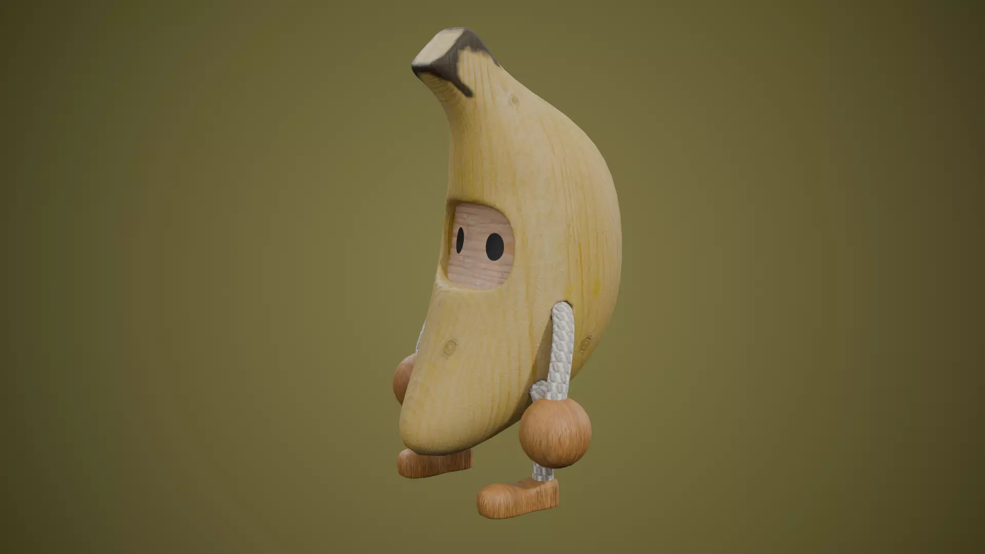 Wood Banana Buddies Low-poly 3D model_2