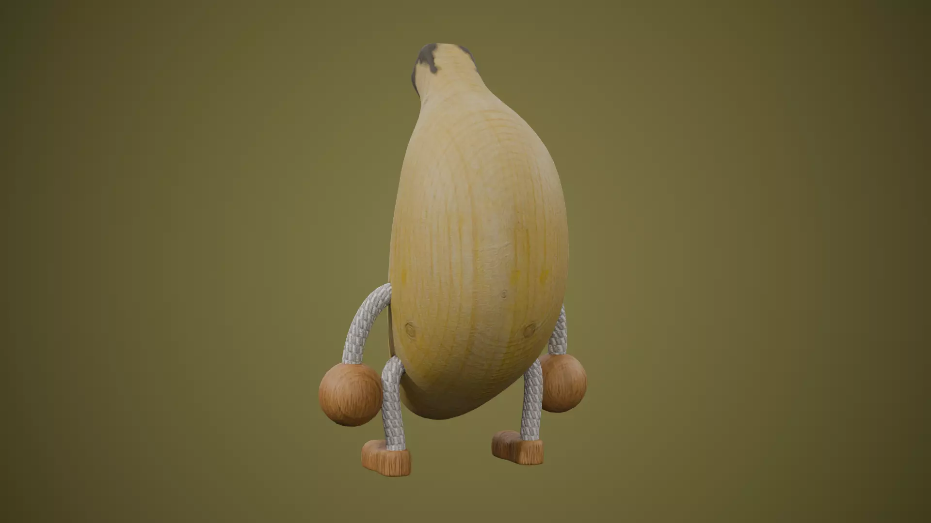 Wood Banana Buddies Low-poly 3D model_4