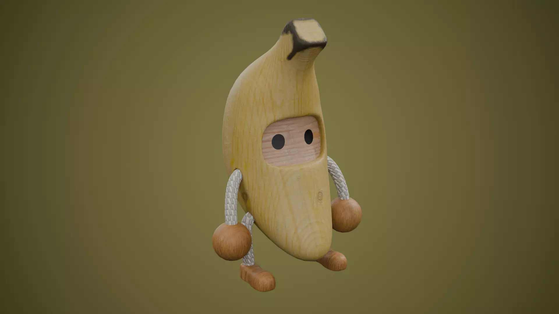 Wood Banana Buddies Low-poly 3D model_0