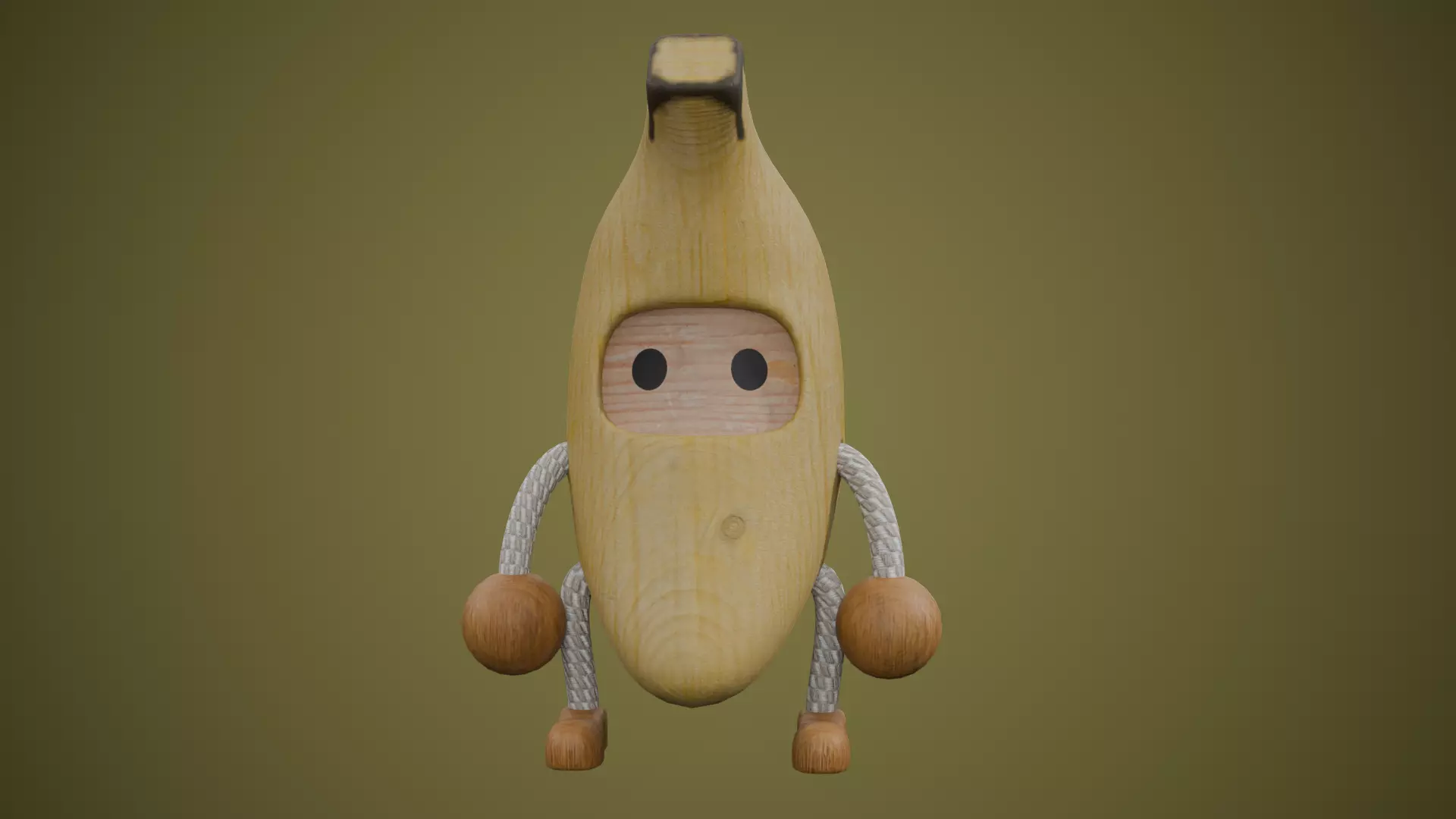 Wood Banana Buddies Low-poly 3D model_1