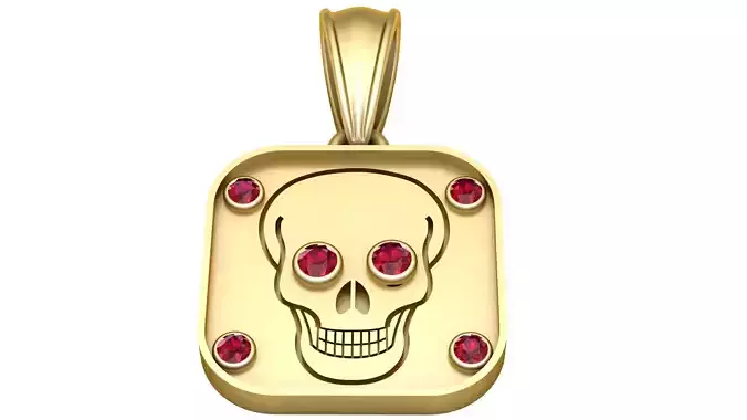 Golden Skull Ruby Pendant