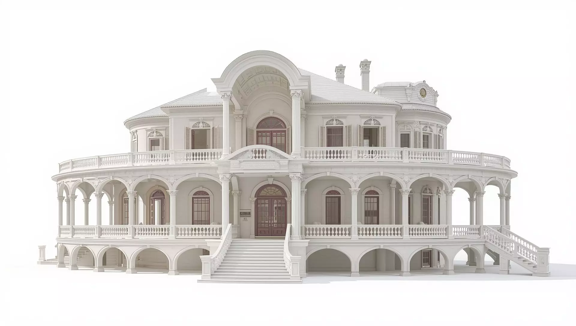 3d model Ornate classical-style mansion 3D print model