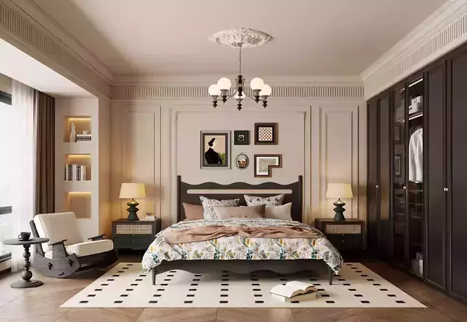 French Classical Bedroom with Decorative Molding 82