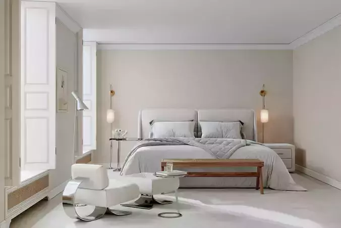 Minimalist Creamy Aesthetic Bedroom 79
