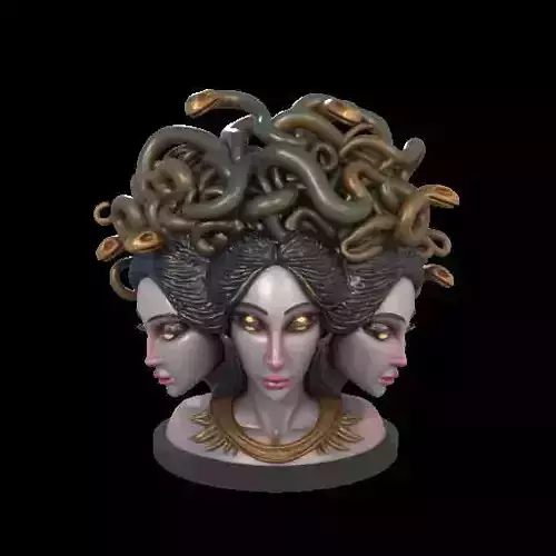 2188  Three  Headed Medusa Gorgon   3D Model