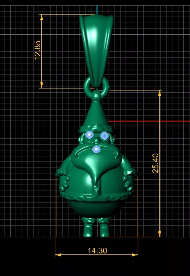 Golden Santa Claus Pendant with Ruby Accents 3D print model_3