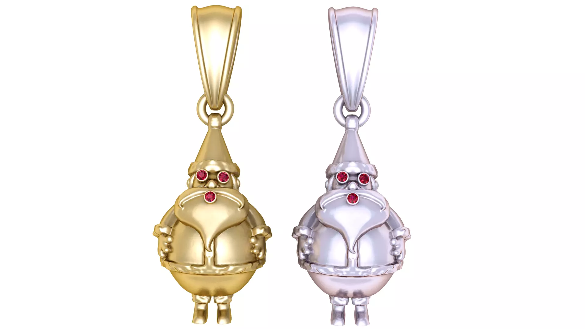 Golden Santa Claus Pendant with Ruby Accents 3D print model_1