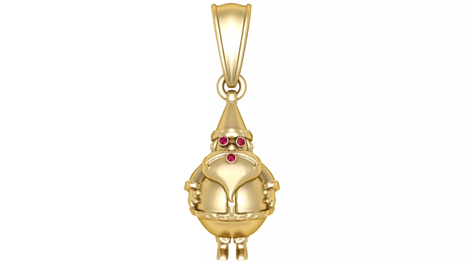 Golden Santa Claus Pendant with Ruby Accents 3D print model_0