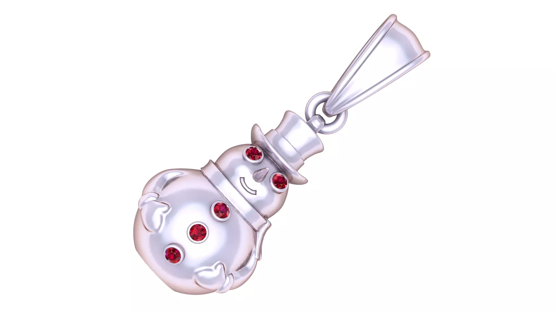 Golden Snowman Pendant with Ruby Accents 3D print model_2
