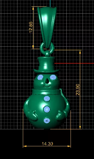 Golden Snowman Pendant with Ruby Accents 3D print model_3