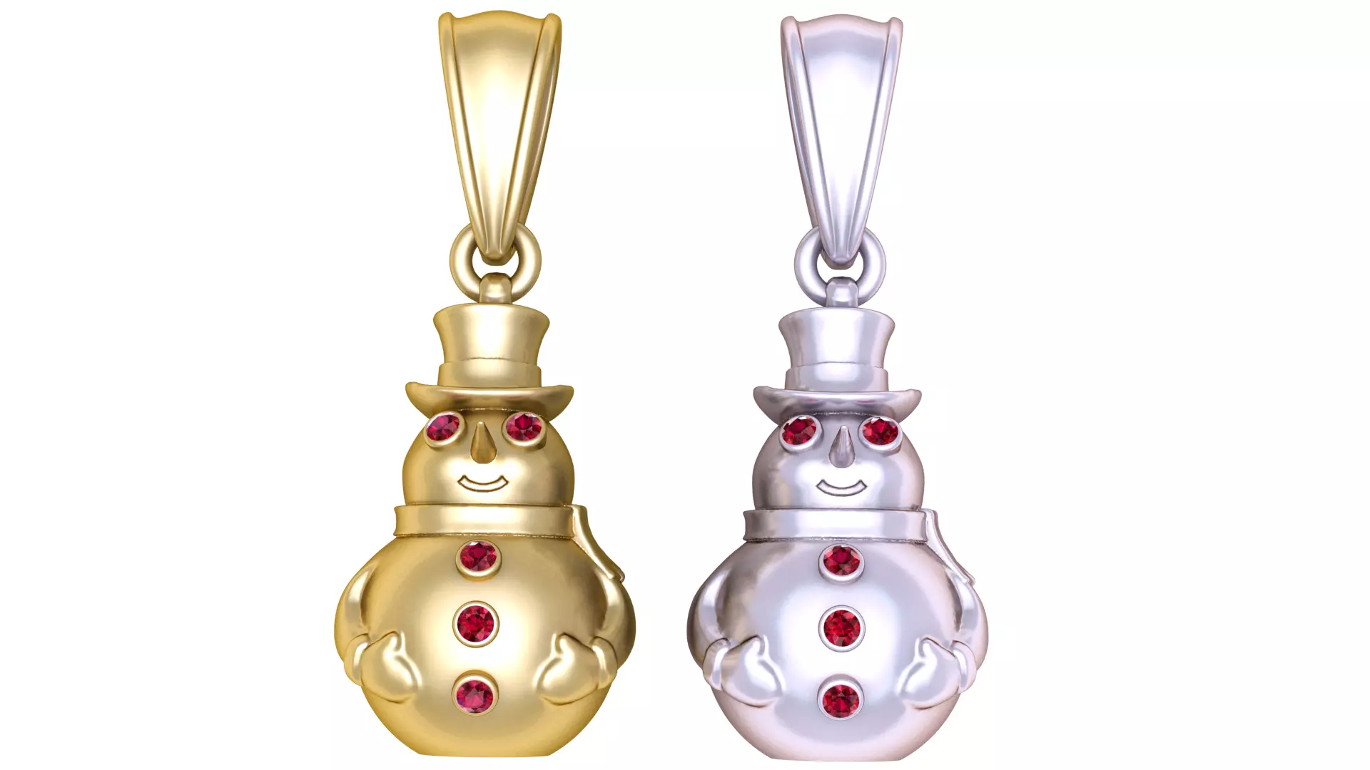 Golden Snowman Pendant with Ruby Accents 3D print model_1