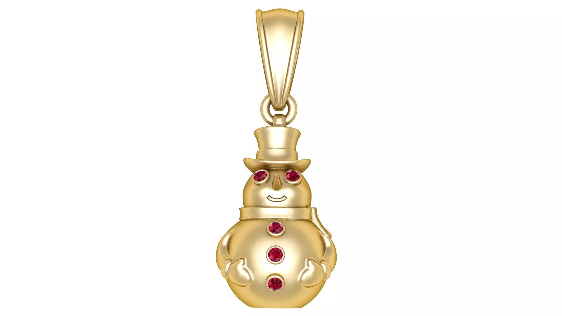 Golden Snowman Pendant with Ruby Accents 3D print model_0