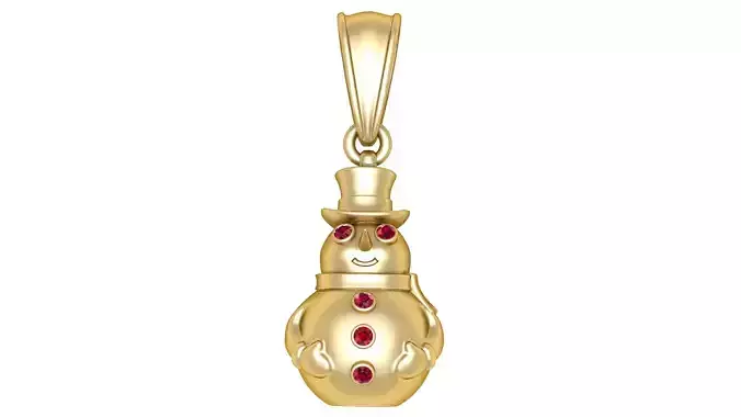 Golden Snowman Pendant with Ruby Accents 3D print model