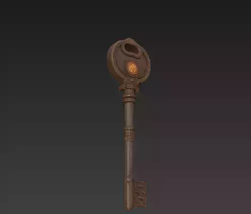 Antique Fantasy Key 3D Model - Gothic Ornamental Medieval Asset