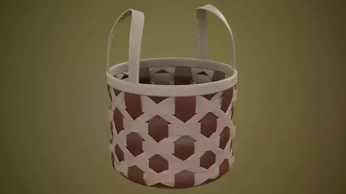 leather storage basket Low-poly 3D model