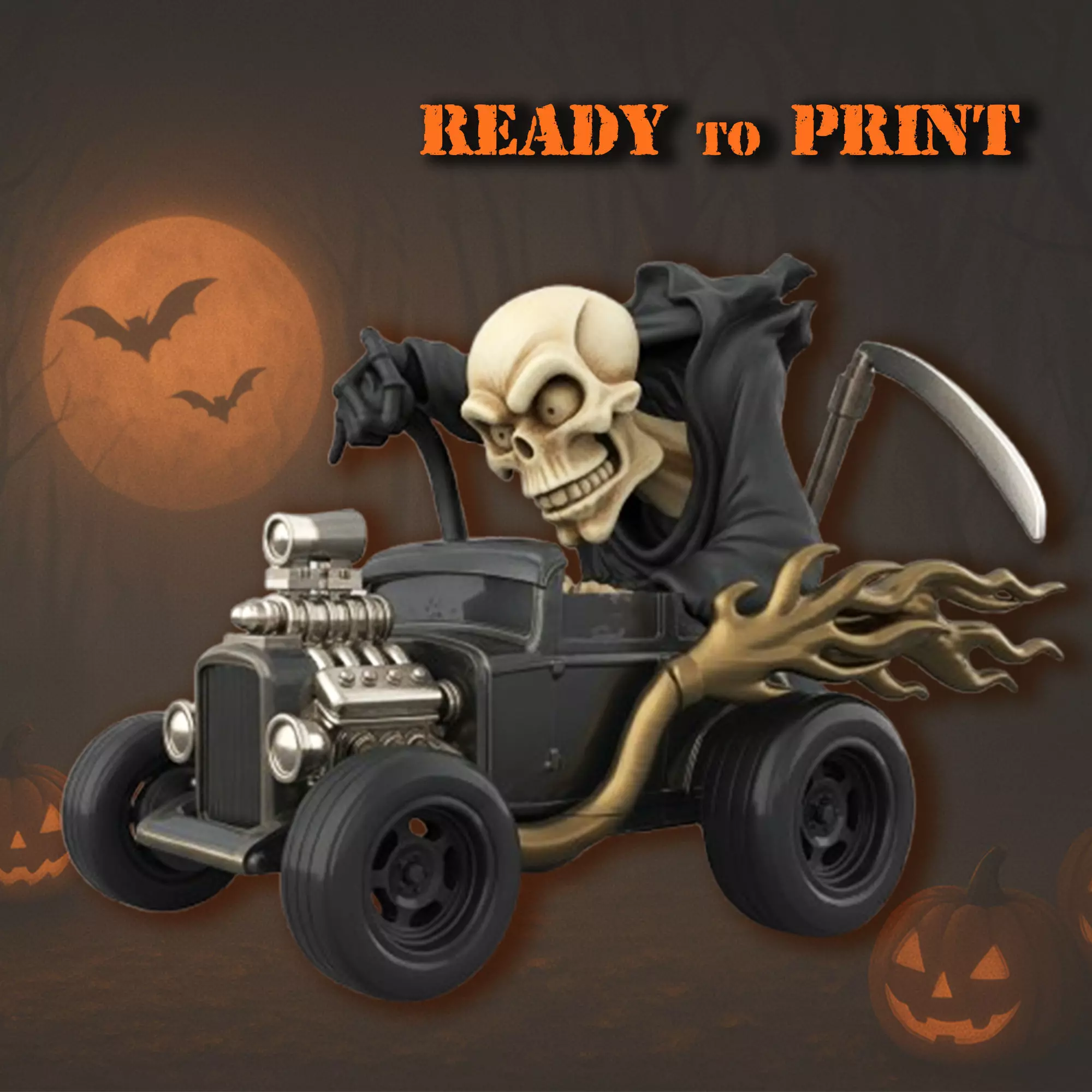 Grim Reaper Hot Rod STL Car Model 3D print model_16