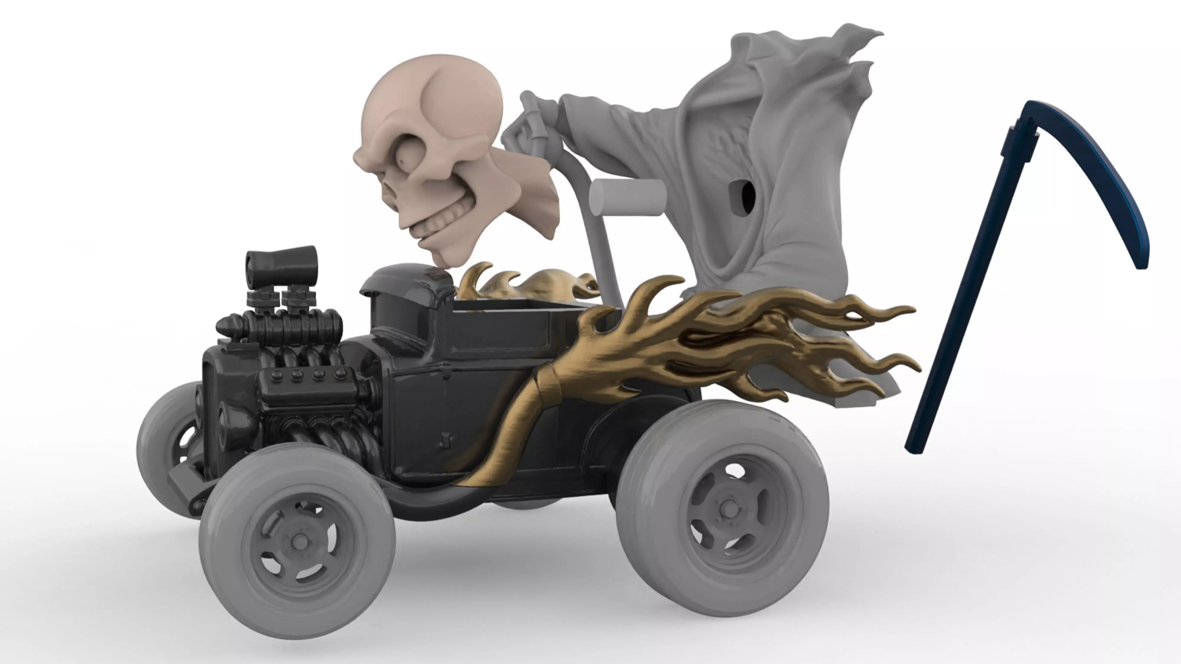 Grim Reaper Hot Rod STL Car Model 3D print model_9