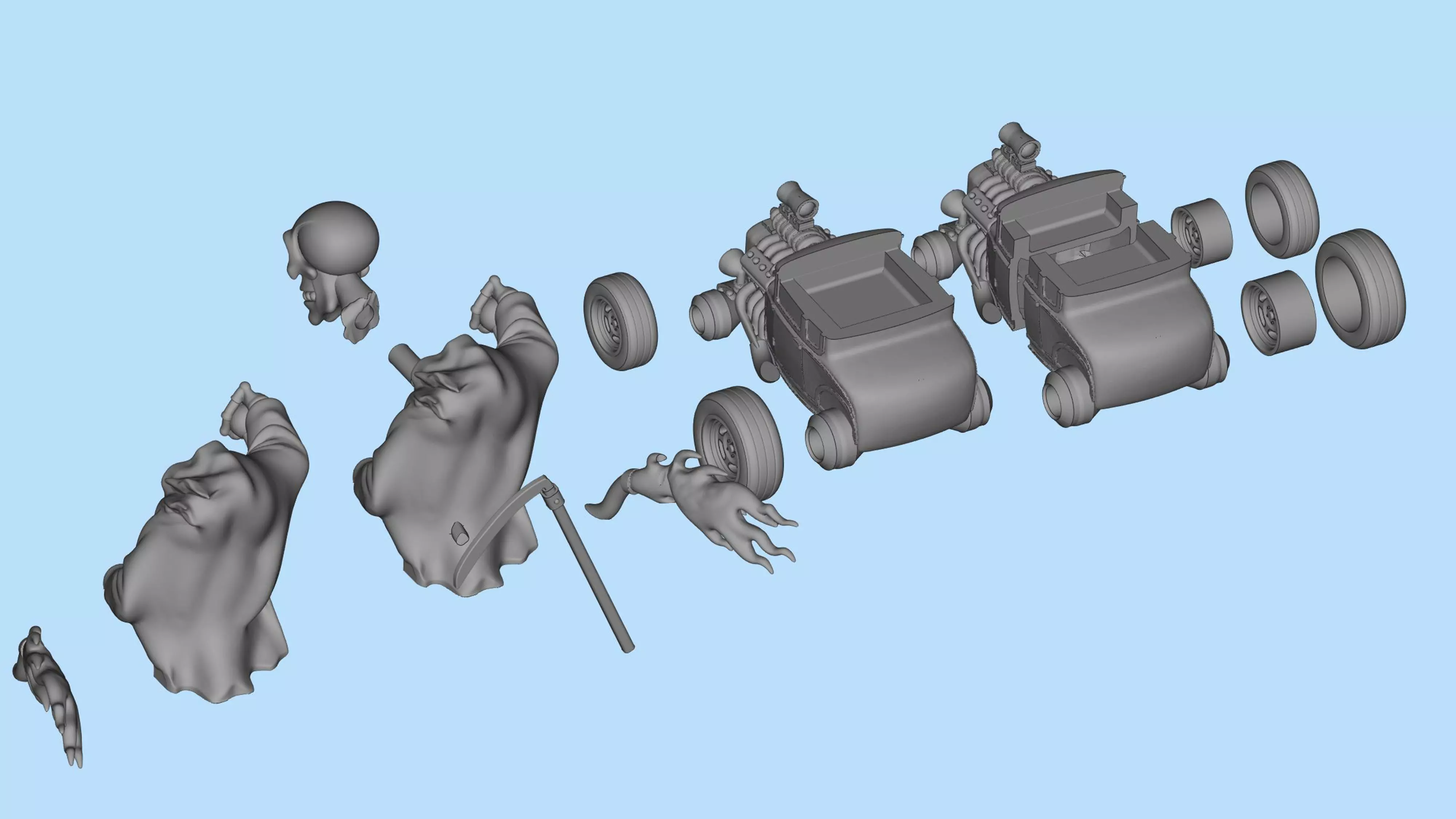 Grim Reaper Hot Rod STL Car Model 3D print model_15