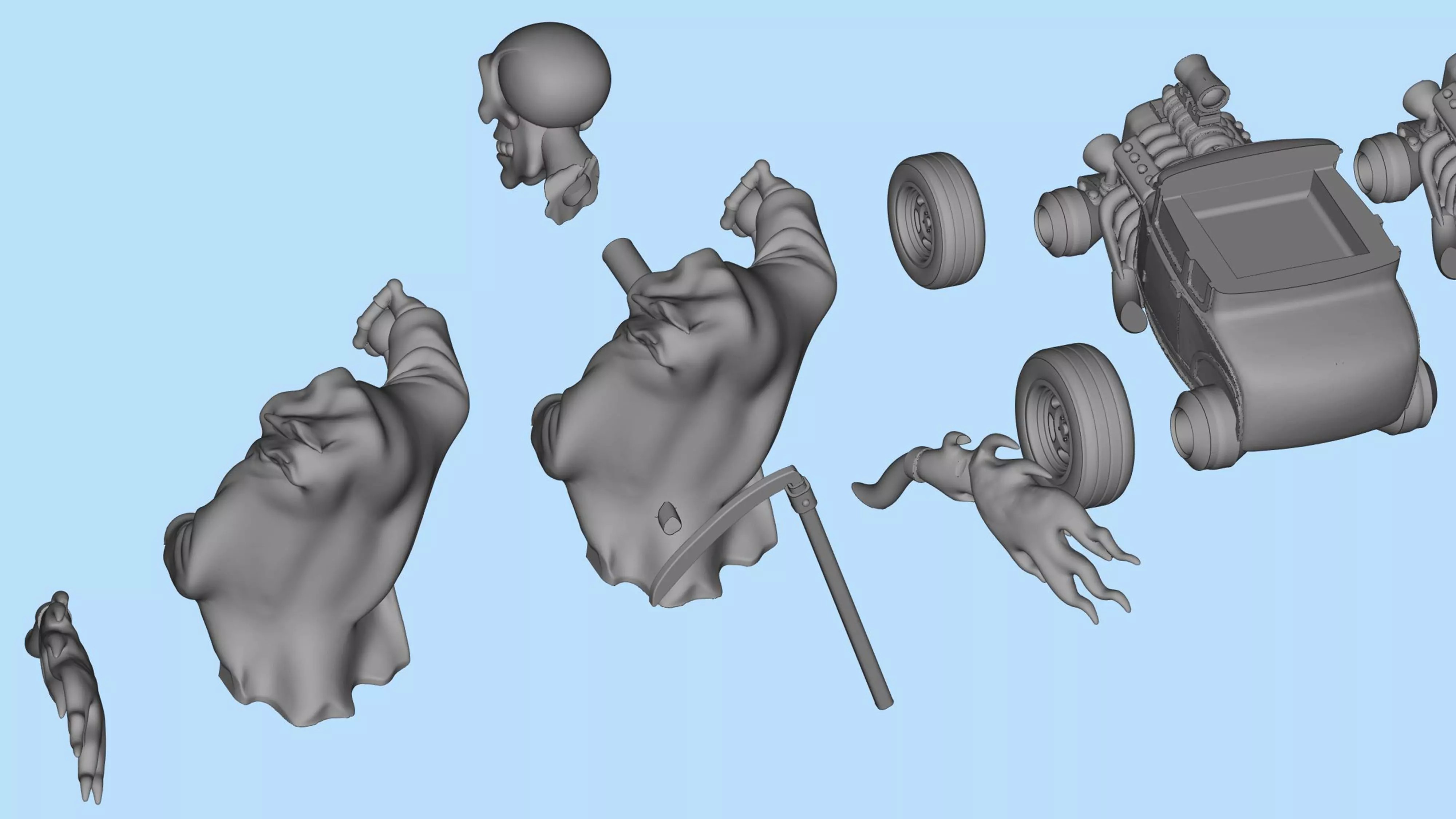 Grim Reaper Hot Rod STL Car Model 3D print model_5