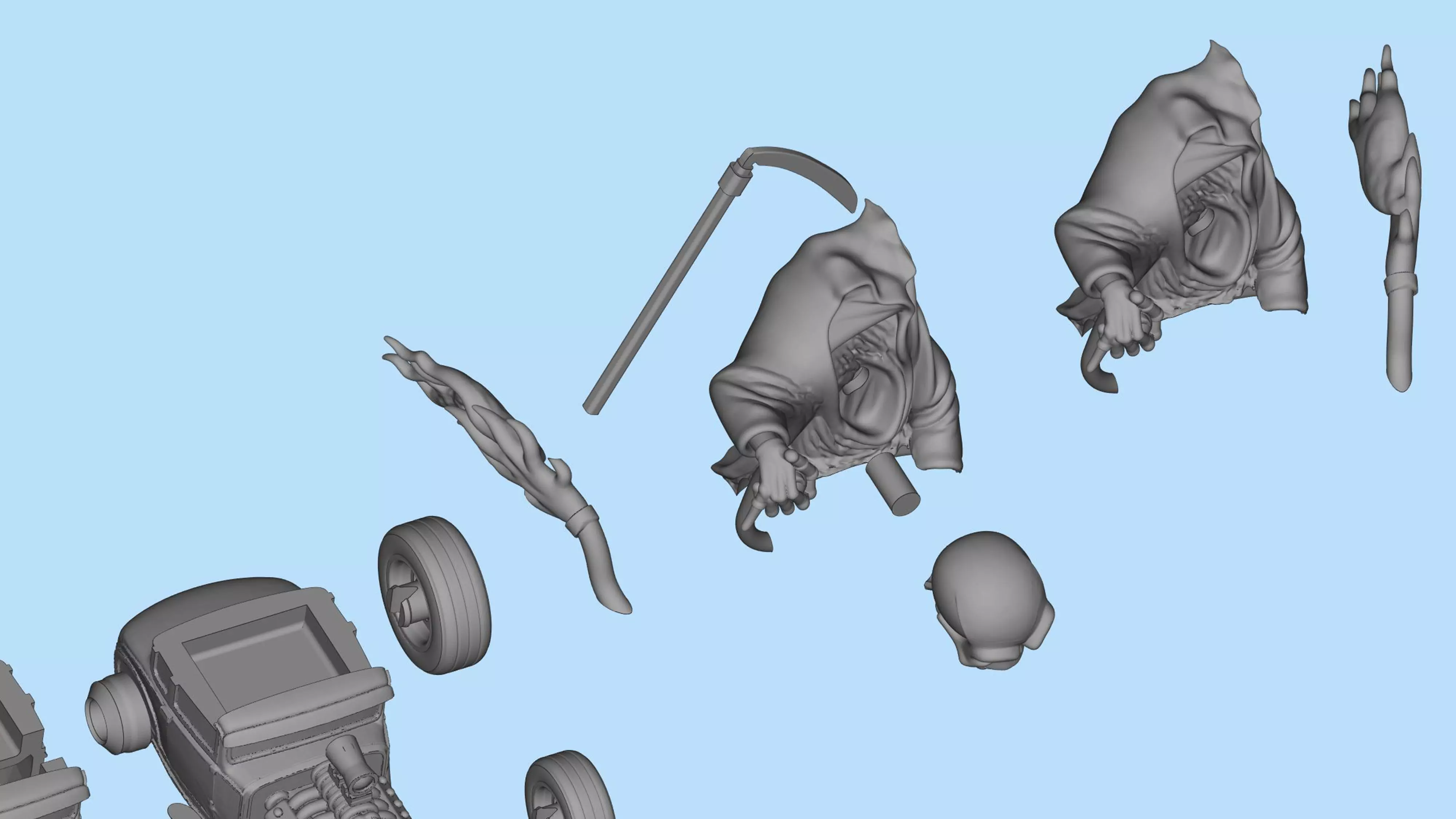 Grim Reaper Hot Rod STL Car Model 3D print model_13