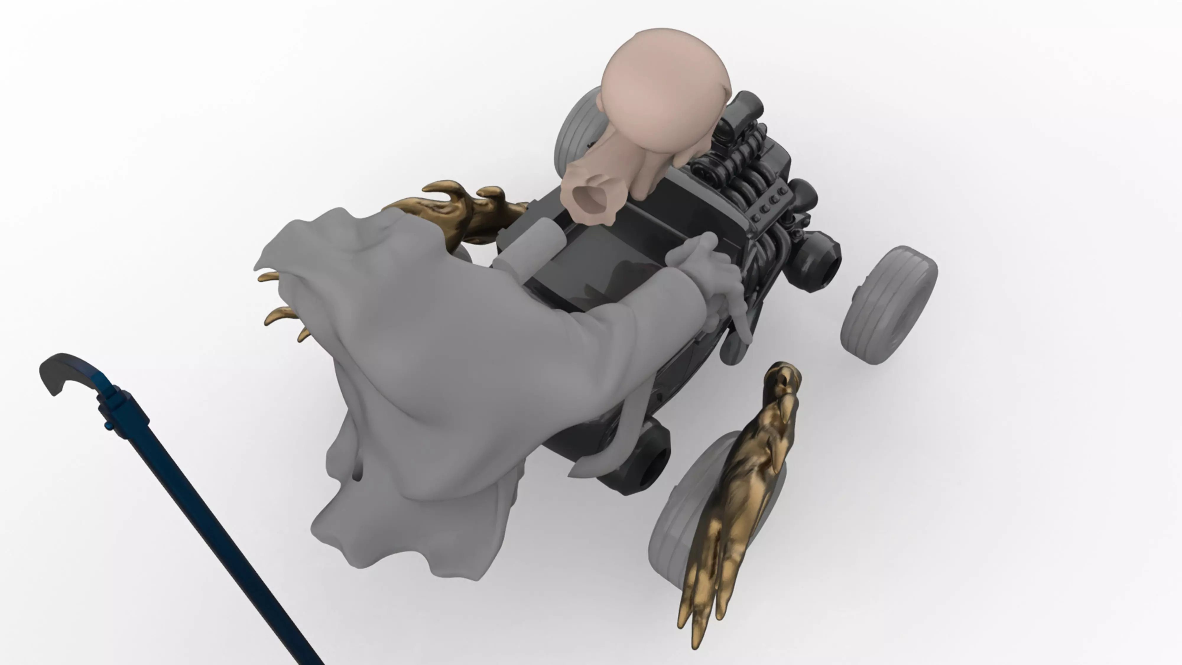 Grim Reaper Hot Rod STL Car Model 3D print model_10