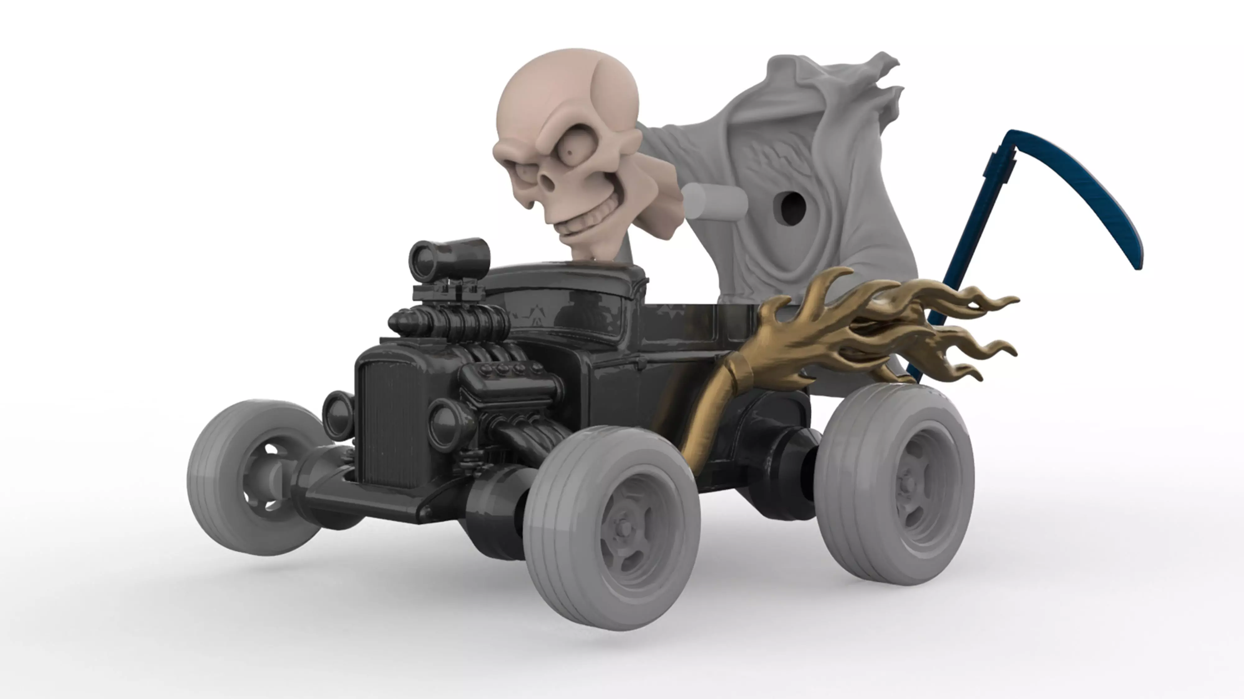 Grim Reaper Hot Rod STL Car Model 3D print model_7