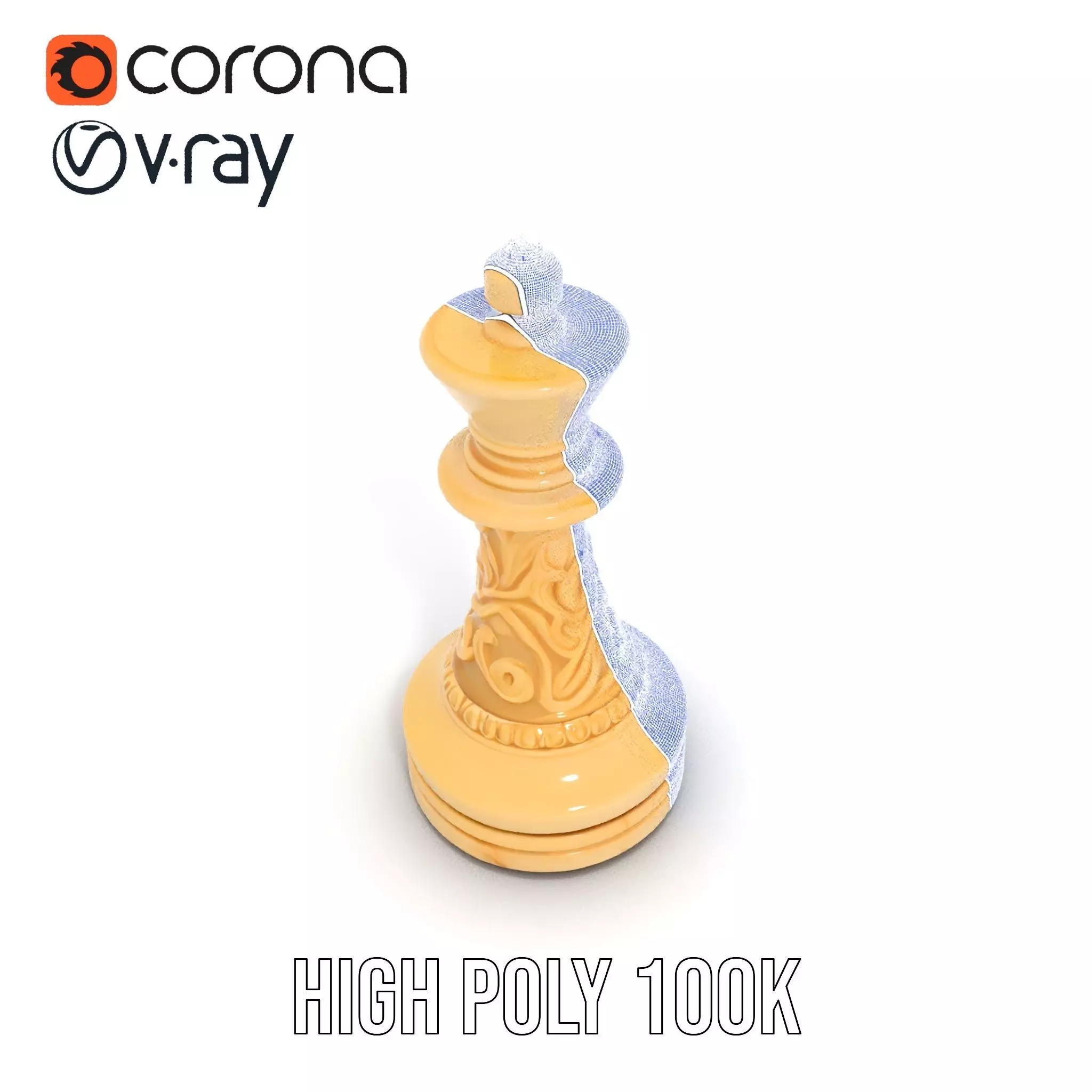 Ornate Ivory Chess King model pack Low-poly 3D model_29