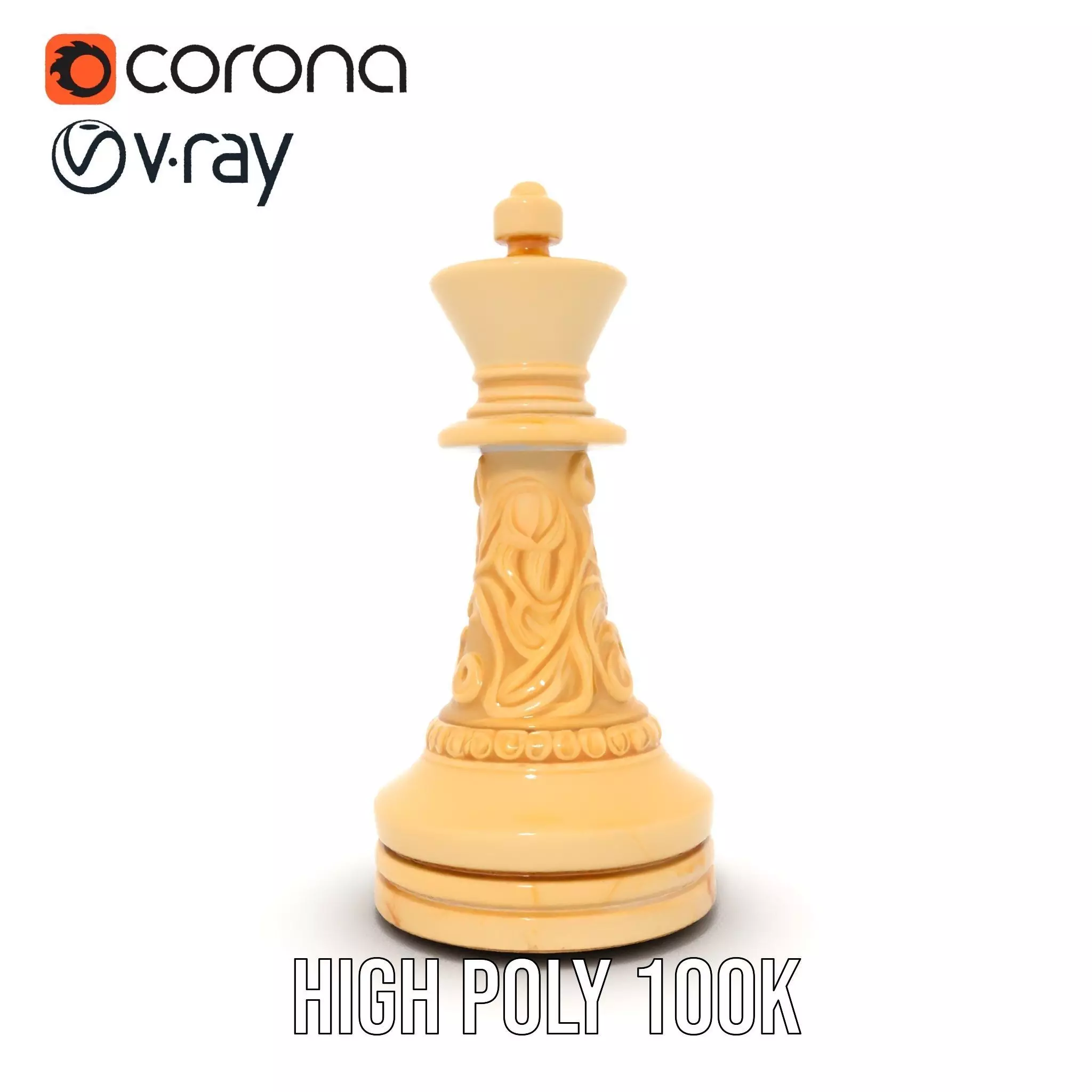 Ornate Ivory Chess King model pack Low-poly 3D model_26