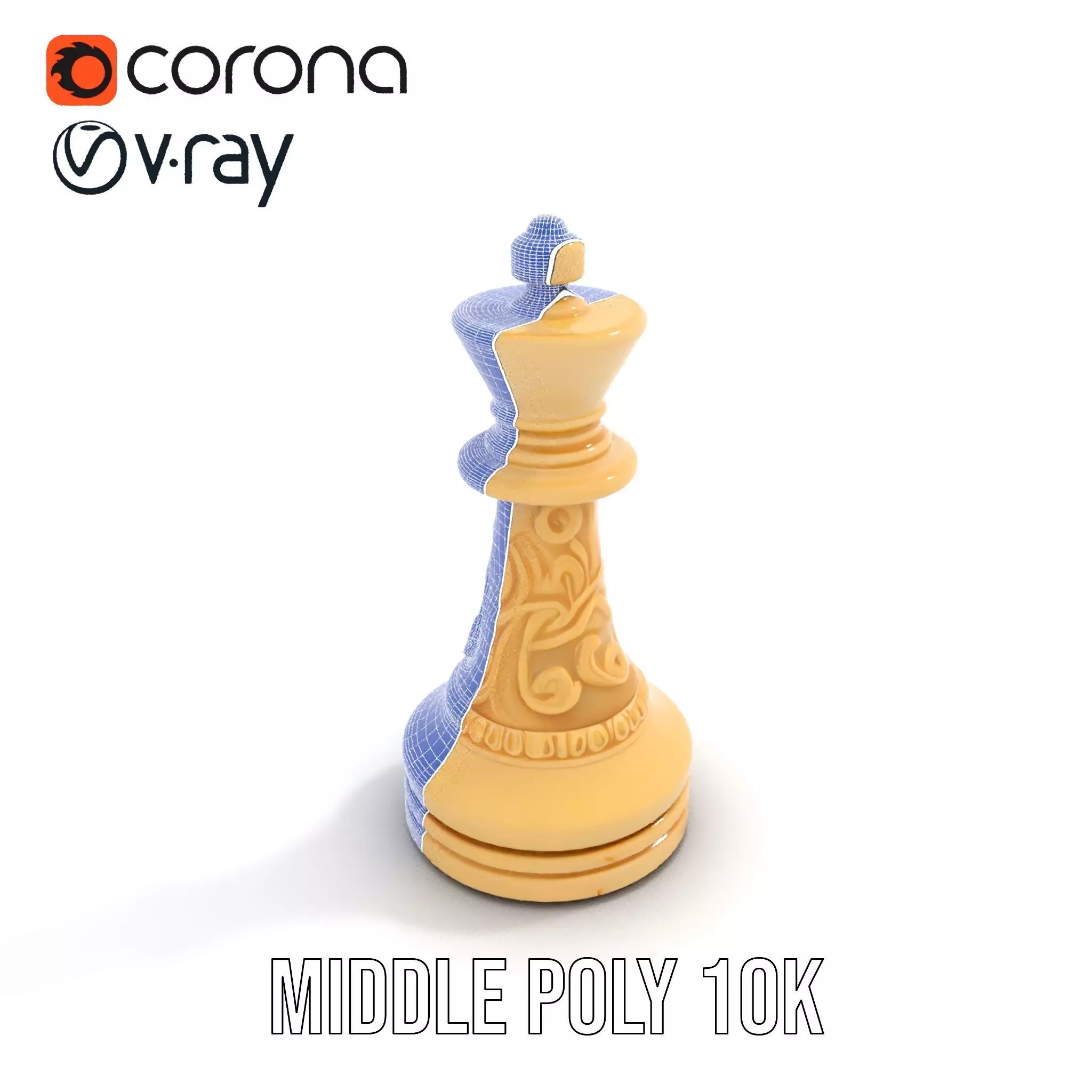 Ornate Ivory Chess King model pack Low-poly 3D model_11