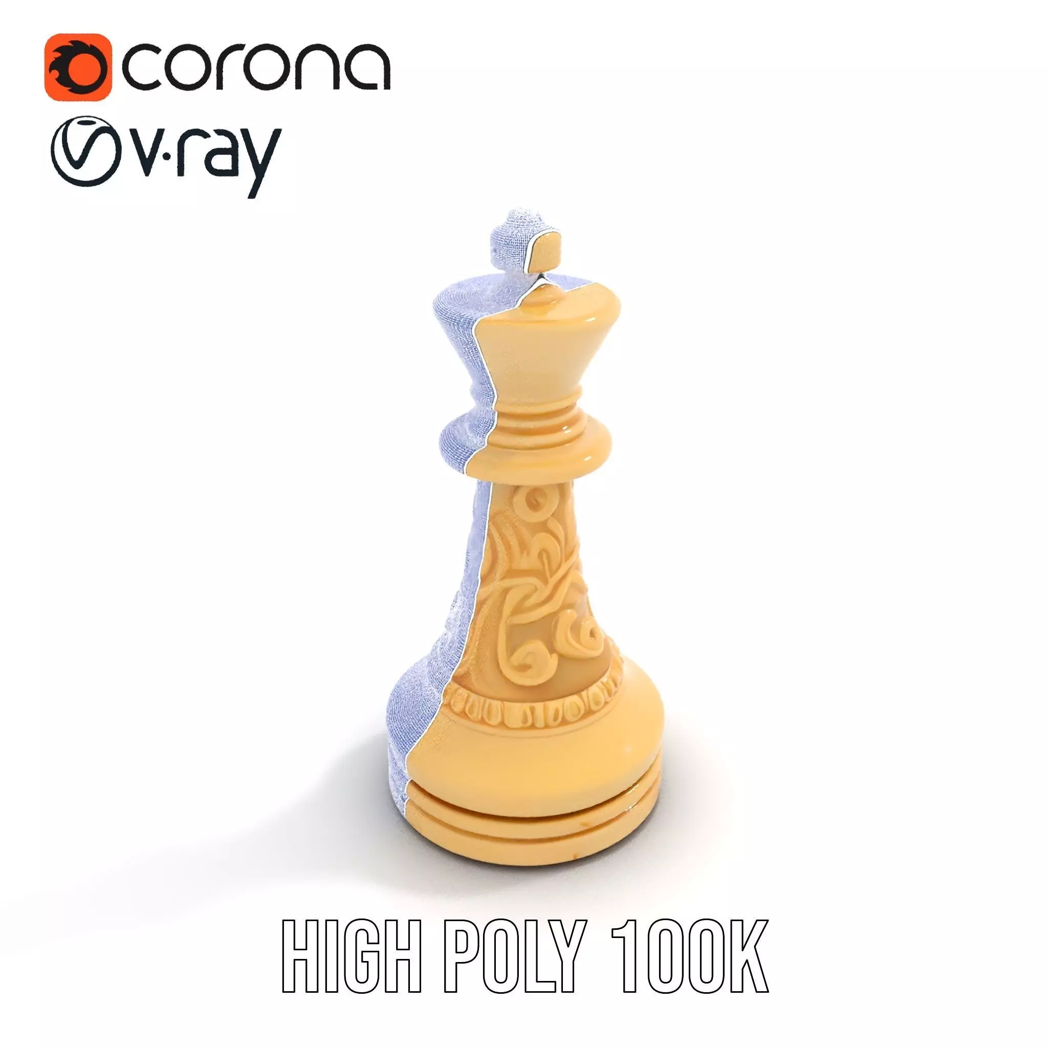 Ornate Ivory Chess King model pack Low-poly 3D model_32