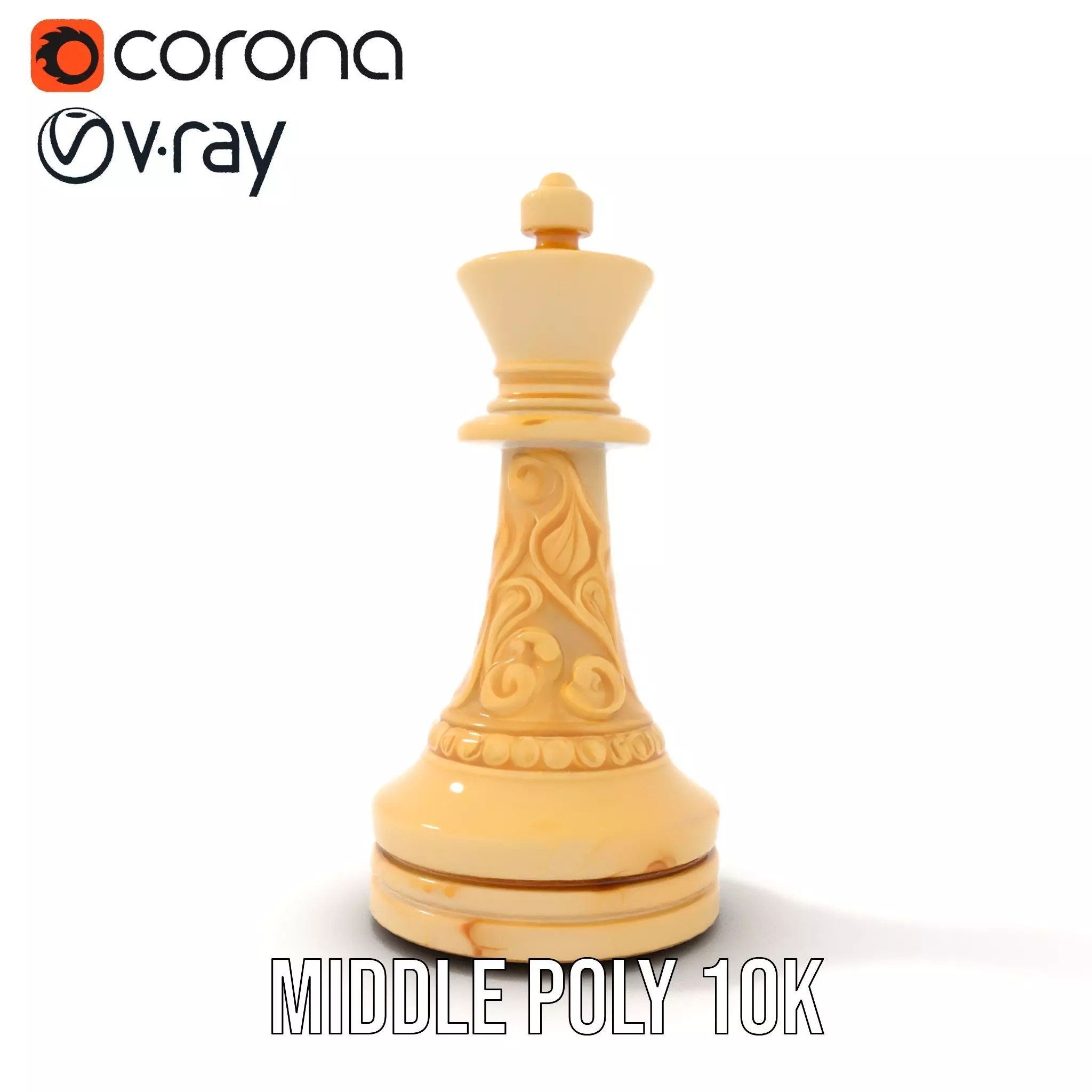 Ornate Ivory Chess King model pack Low-poly 3D model_18