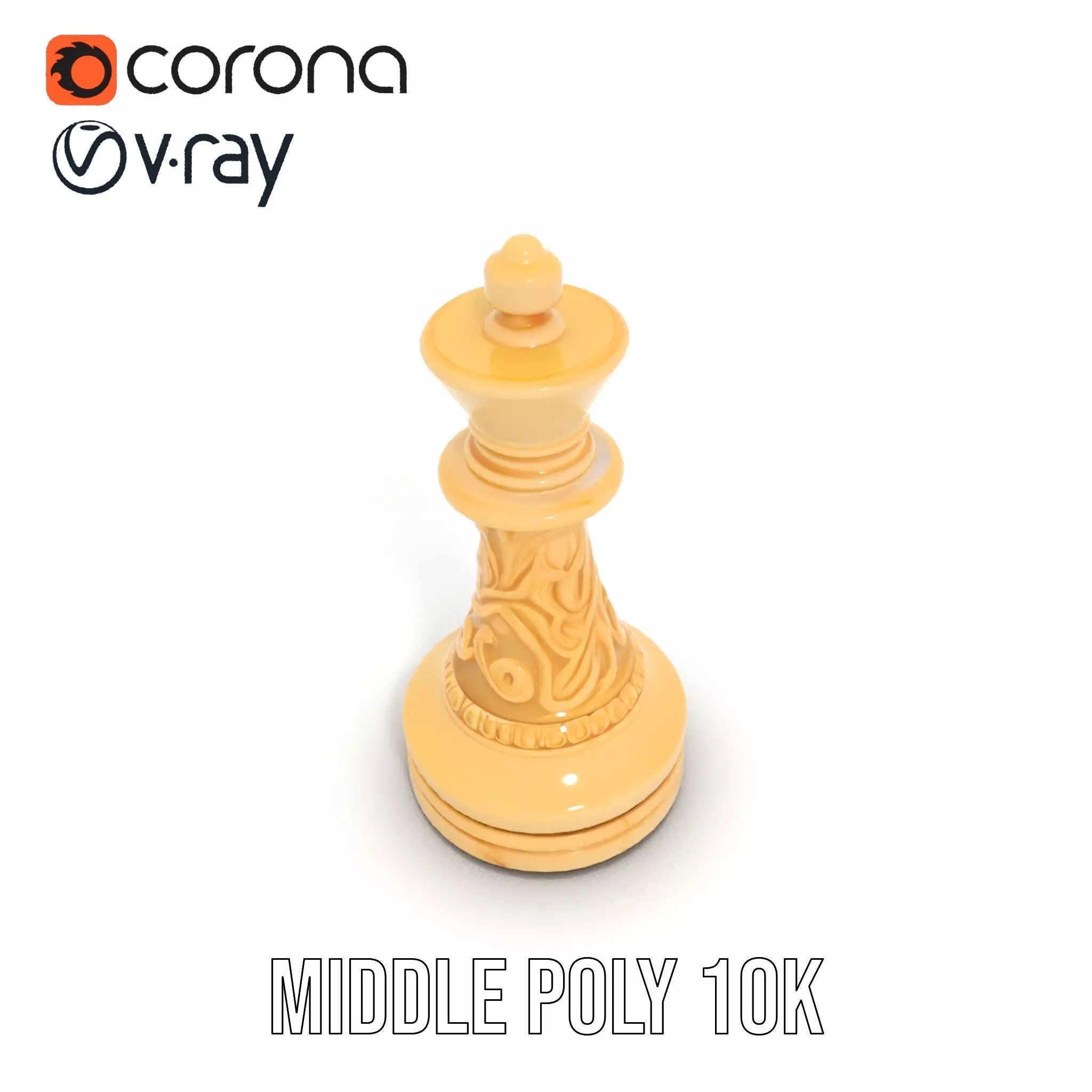 Ornate Ivory Chess King model pack Low-poly 3D model_5
