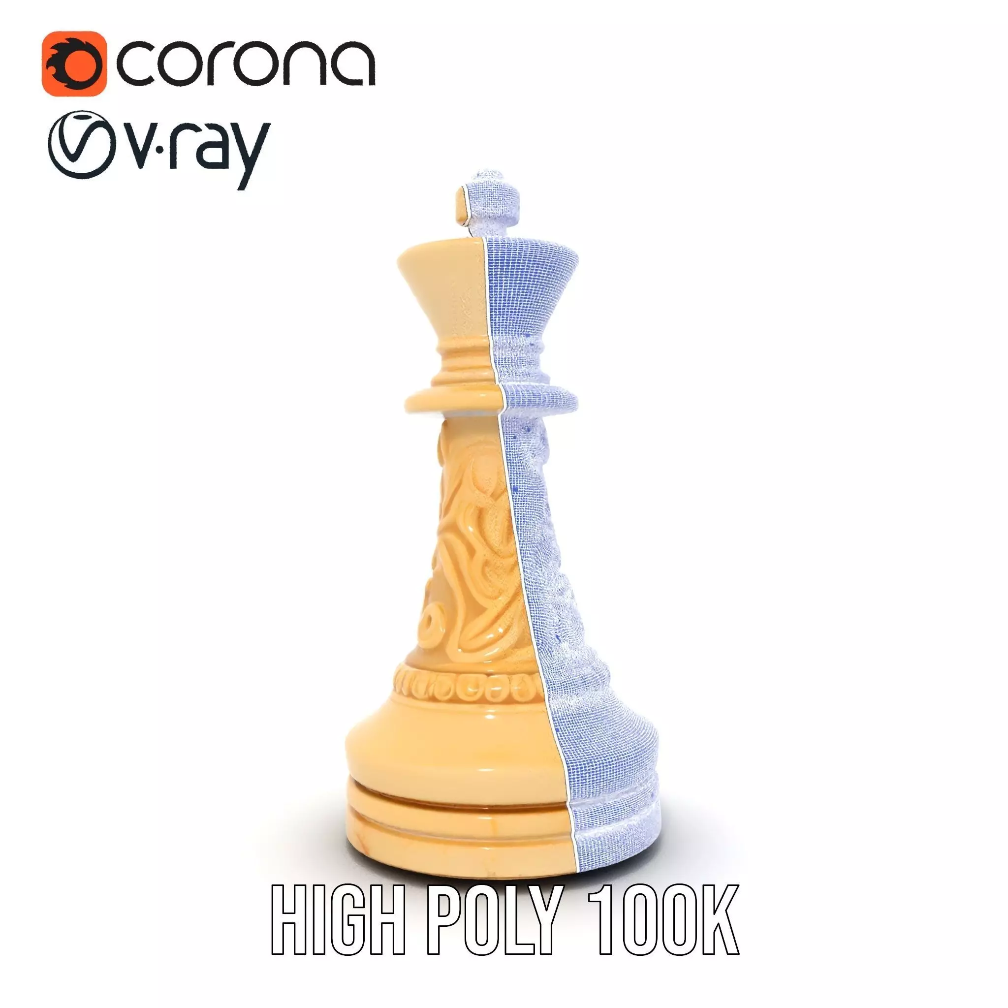 Ornate Ivory Chess King model pack Low-poly 3D model_33