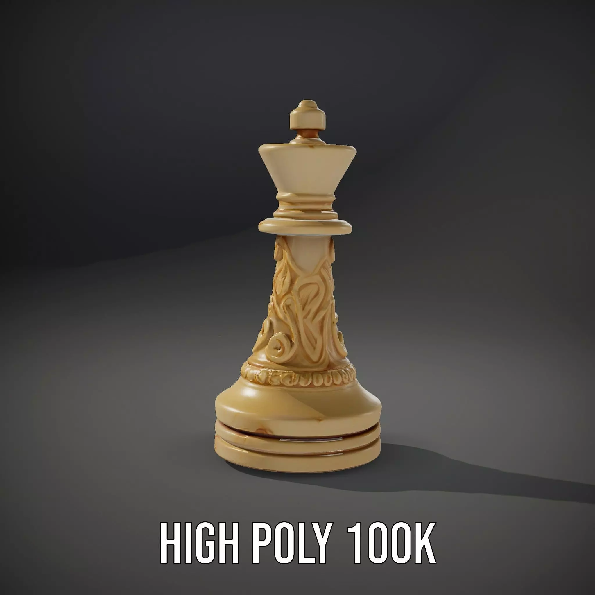 Ornate Ivory Chess King model pack Low-poly 3D model_10