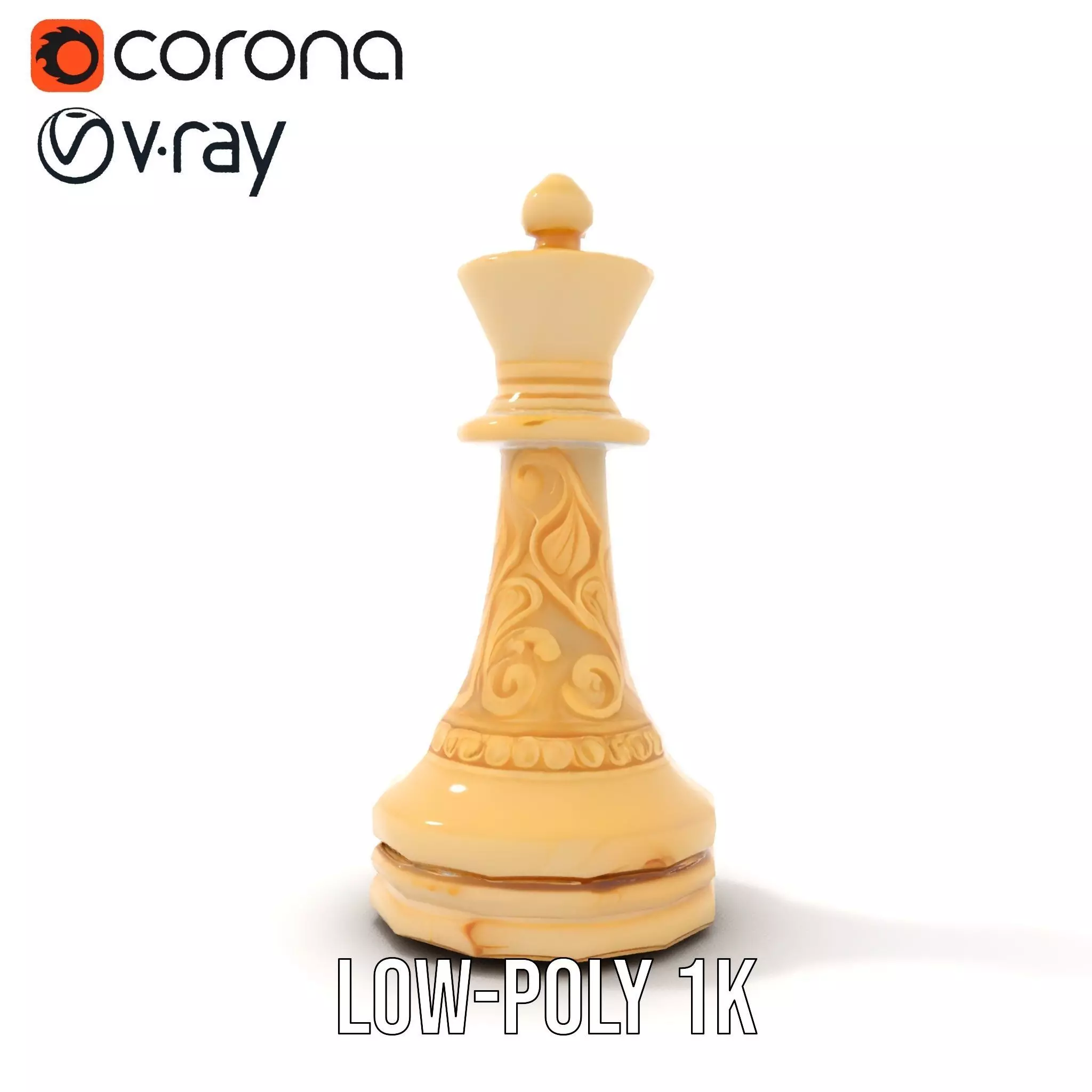 Ornate Ivory Chess King model pack Low-poly 3D model_28