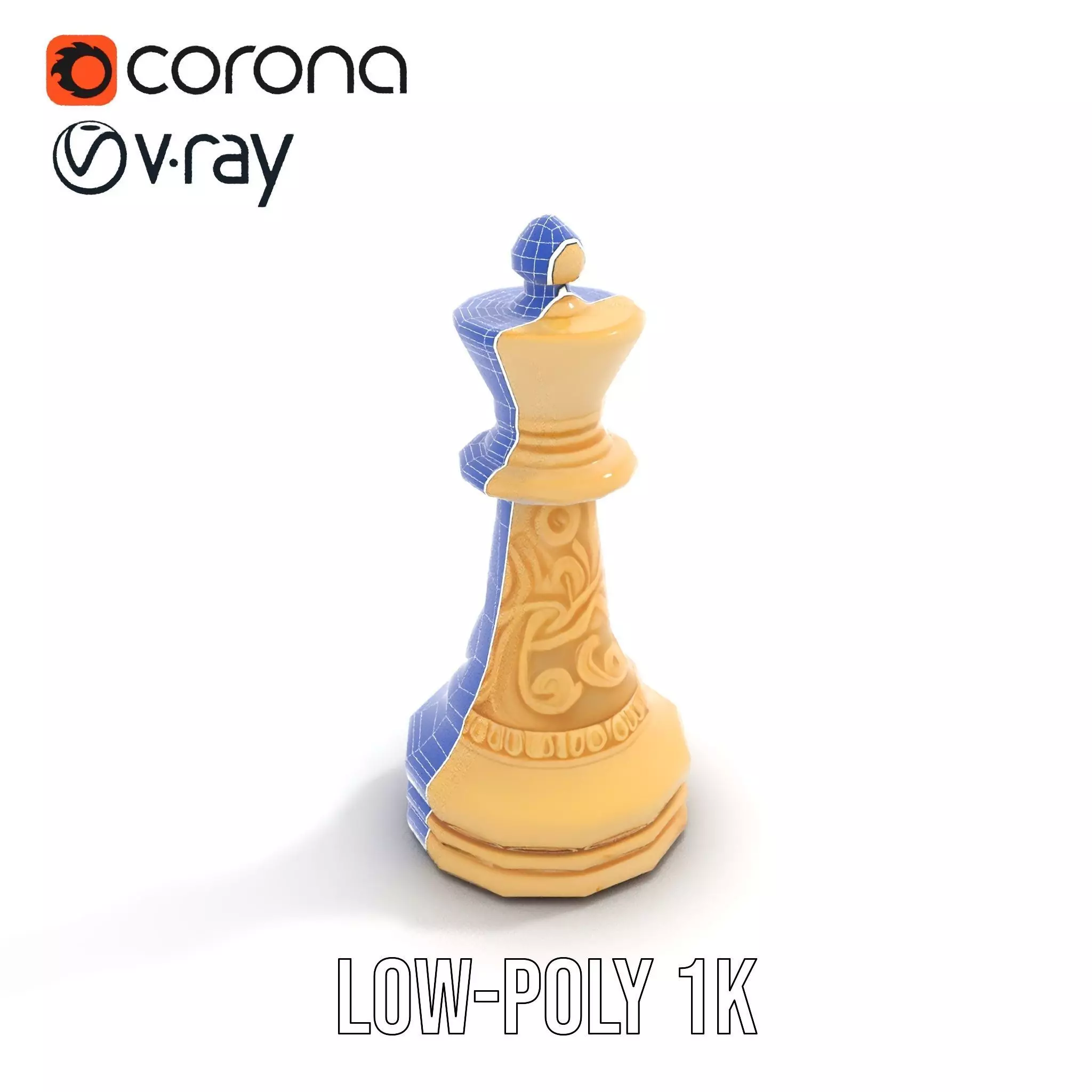 Ornate Ivory Chess King model pack Low-poly 3D model_22